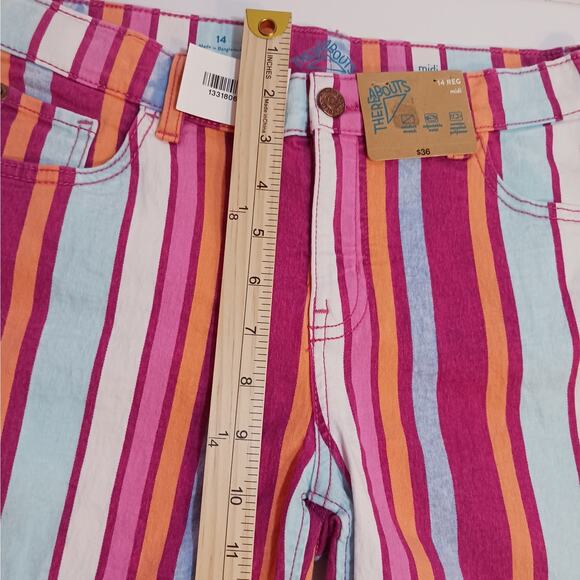 NWT ThereAbouts 5" Midi Shorts Girls 14R Pink Multi Striped Cuffed Hem - Picture 12 of 12